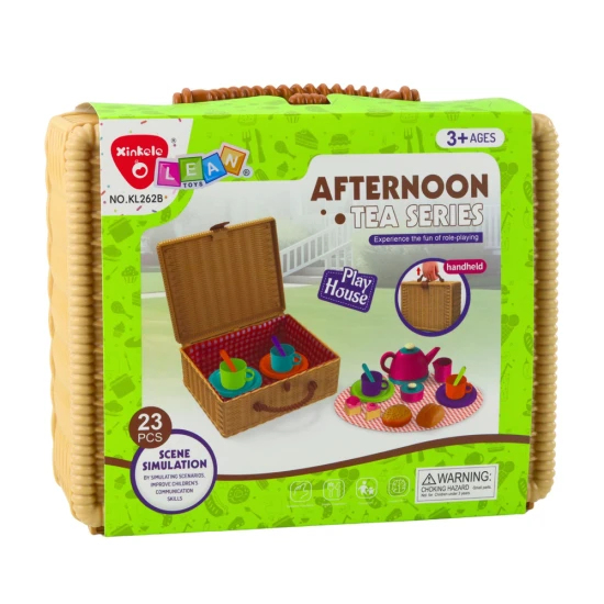 Tējas servīze grozā: tases, šķīvīši, konfektes, 23 gab. Sadzīves tehnika, virtuves