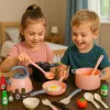 Virtuves komplekts: katli, virtuves piederumi, ēdiena gatavošanas piederumi, rozā krāsā, 32 gab. Sadzīves tehnika, virtuves