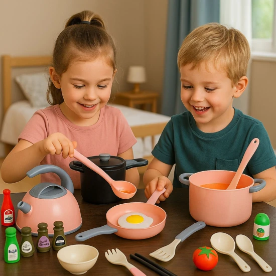 Virtuves komplekts: katli, virtuves piederumi, ēdiena gatavošanas piederumi, rozā krāsā, 32 gab. Sadzīves tehnika, virtuves