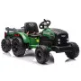Tumši zaļš elektriskais traktors CH9959B ar piekabi