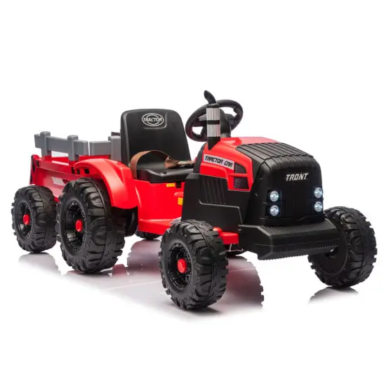 Sarkans elektriskais traktors CH9959B ar piekabi Elektriskās mašīnas bērniem