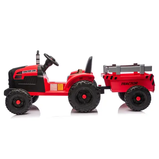 Sarkans elektriskais traktors CH9959B ar piekabi Elektriskās mašīnas bērniem