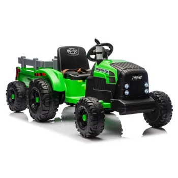 Zaļš elektriskais traktors CH9959B ar piekabi