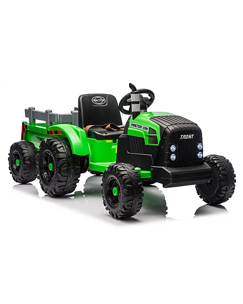 Zaļš elektriskais traktors CH9959B ar piekabi