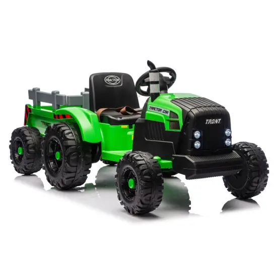 Zaļš elektriskais traktors CH9959B ar piekabi Elektriskās mašīnas bērniem