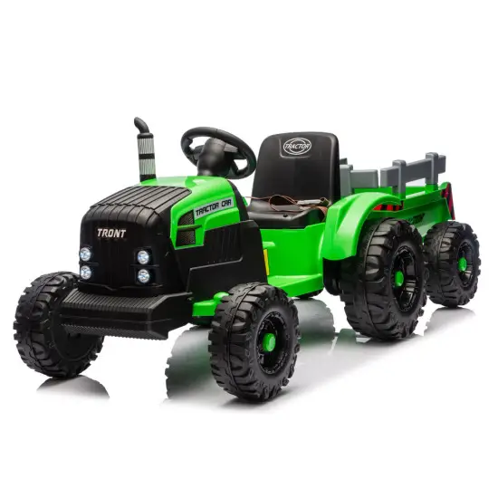 Zaļš elektriskais traktors CH9959B ar piekabi Elektriskās mašīnas bērniem