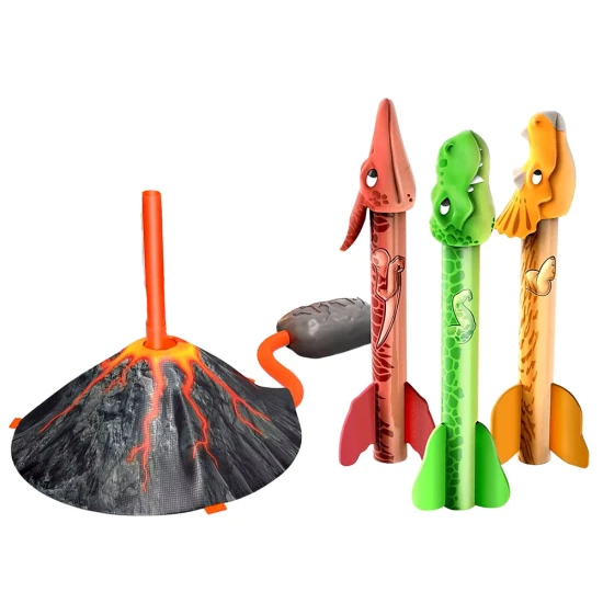 Dinosaur Volcano Launcher Set Foam Rockets Colorful Galda un sporta spēles
