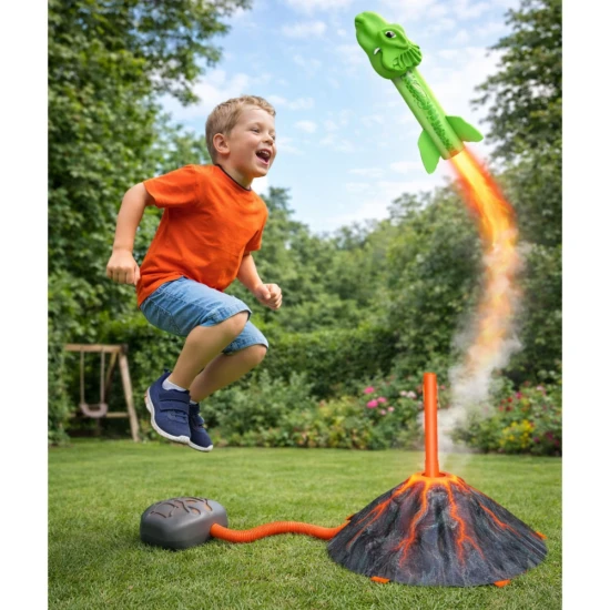 Dinosaur Volcano Launcher Set Foam Rockets Colorful Galda un sporta spēles