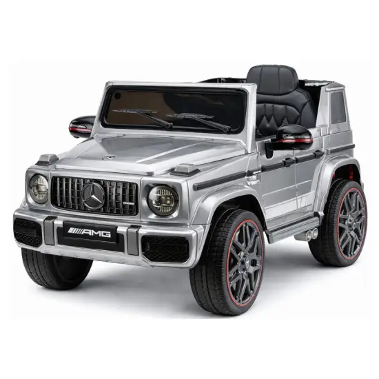 Sudraba krāsas Mercedes AMG G 63 elektromobilis Elektriskās mašīnas bērniem