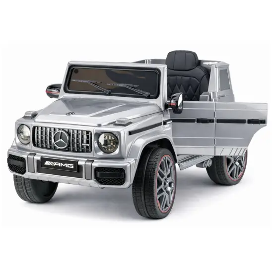 Sudraba krāsas Mercedes AMG G 63 elektromobilis Elektriskās mašīnas bērniem