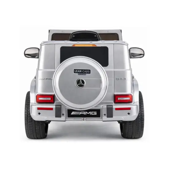 Sudraba krāsas Mercedes AMG G 63 elektromobilis Elektriskās mašīnas bērniem