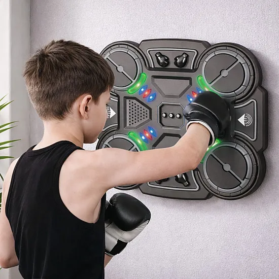 Interactive Musical Boxing Shield with LED Lights 3 Levels Black Galda un sporta spēles