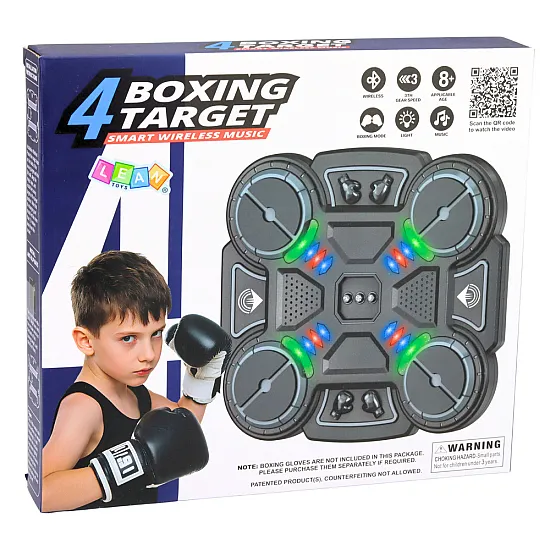 Interactive Musical Boxing Shield with LED Lights 3 Levels Black Galda un sporta spēles