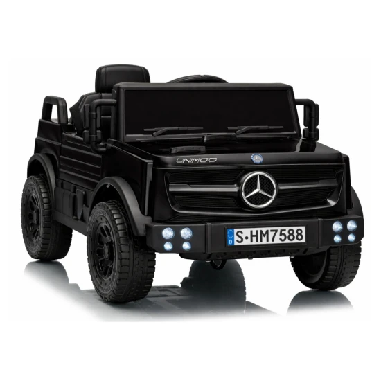 Akumulatora darbināms melns automobilis Mercedes Unimog HM7588 Elektriskās mašīnas bērniem