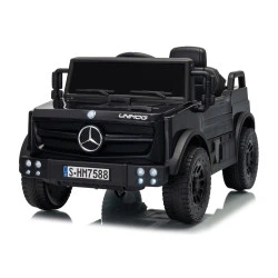 Akumulatora darbināms melns automobilis Mercedes Unimog HM7588