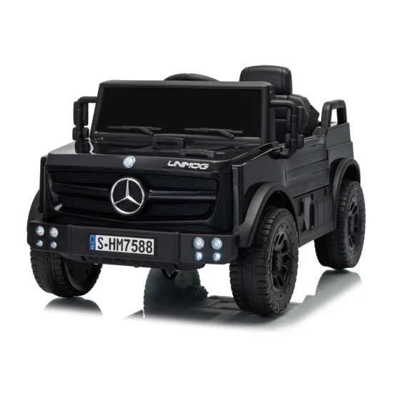 Akumulatora darbināms melns automobilis Mercedes Unimog HM7588 Elektriskās mašīnas bērniem