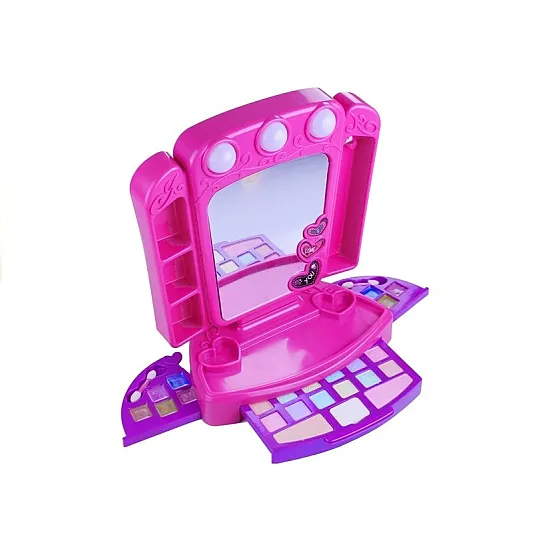 Tualetinis staliukas su aksesuarais ir apšvietimu Pink