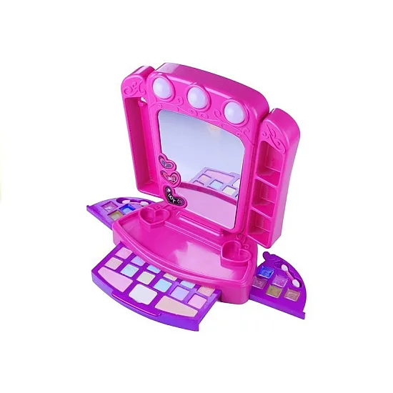 Tualetinis staliukas su aksesuarais ir apšvietimu Pink