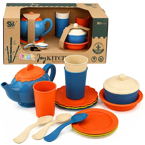 Zils/oranžs bērnu tējas servīzes komplekts