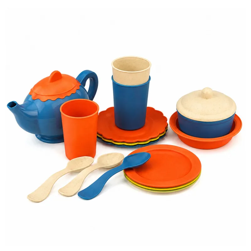 Zils/oranžs bērnu tējas servīzes komplekts