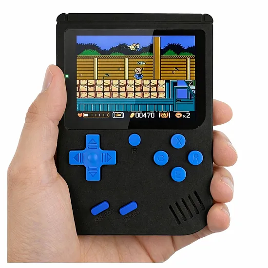 Juoda žaidimų konsolė Retro 108 in 1 su LCD ekranu