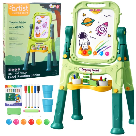 Zaļa abpusēja magnētiskā tāfele ar statīvu Magnētiskie dēļi un magnēti