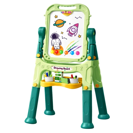 Zaļa abpusēja magnētiskā tāfele ar statīvu Magnētiskie dēļi un magnēti