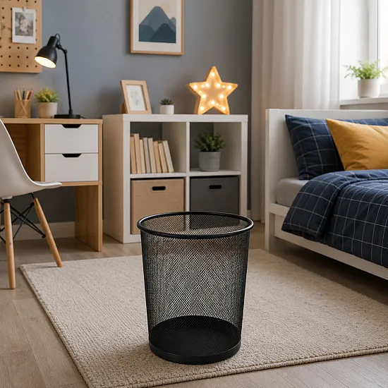 Metāla melna biroja atkritumu tvertne, 10 l