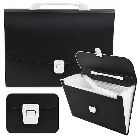 A4-size document folder with 13 compartments