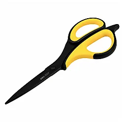 Melnas un dzeltens nerūsējošā tērauda biroja šķēres, 18,4 cm