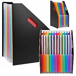 Black Office Document Organizer with 13 Compartments