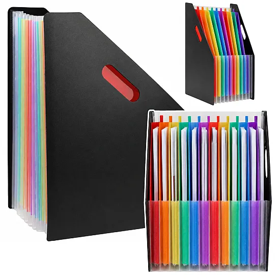 Black Office Document Organizer with 13 Compartments