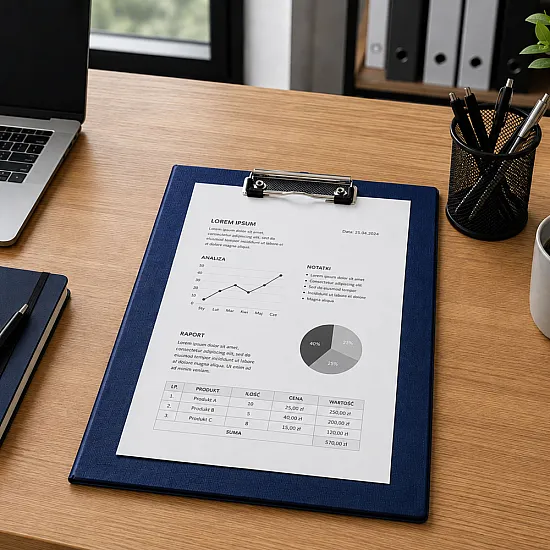 Blue A4-sized document folder