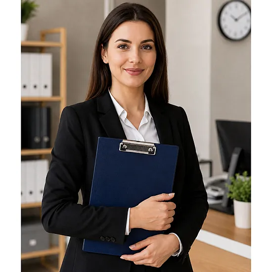 Blue A4-sized document folder