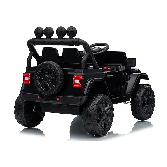 Vaikiškas juodas akumuliatorinis visureigis Jeep Rubicon DK-JWR558