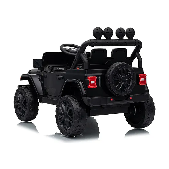Vaikiškas juodas akumuliatorinis visureigis Jeep Rubicon DK-JWR558