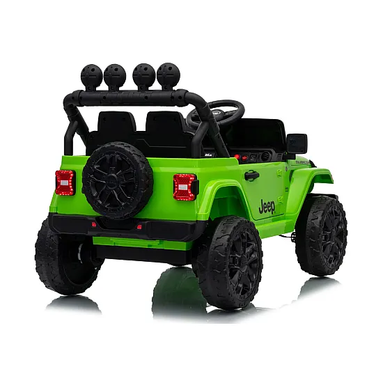 Vaikiškas žalias akumuliatorinis visureigis Jeep Rubicon DK-JWR558