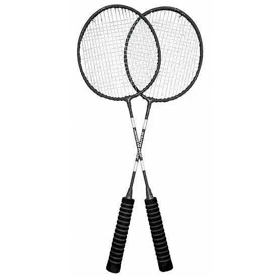 Juodos spalvos badmintono rinkinys su raketėmis
