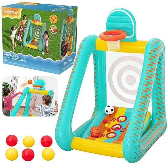Piepūšamā dārza spēle „3-in-1“ basketbola metienu mērķis „Bestway 52813“