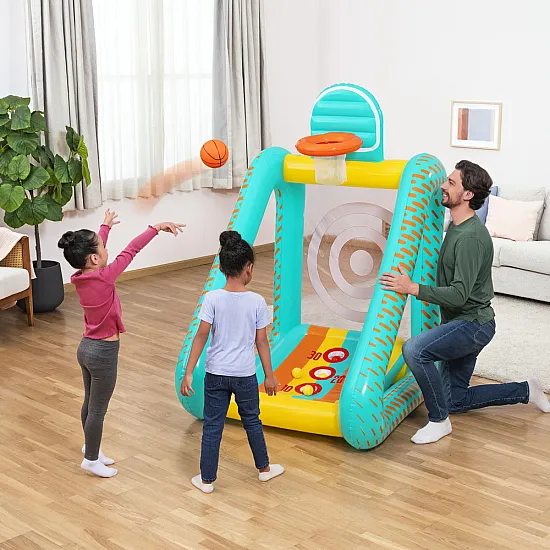 Piepūšamā dārza spēle „3-in-1“ basketbola metienu mērķis „Bestway 52813“