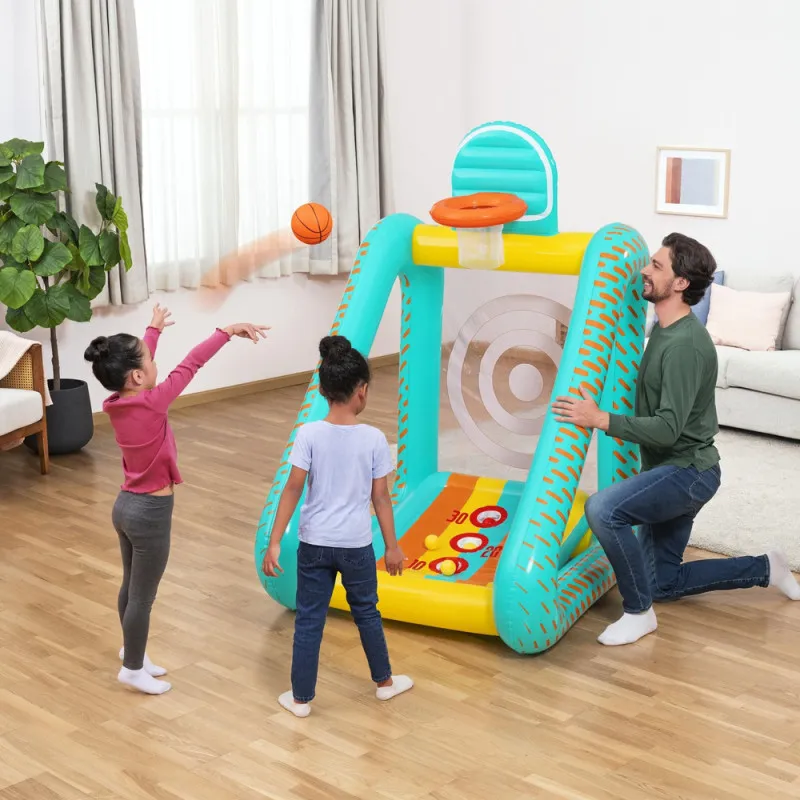 Piepūšamā dārza spēle „3-in-1“ basketbola metienu mērķis „Bestway 52813“