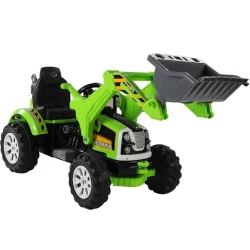 Zaļš ekskavatora-iekrāvēja ekskavators ar akumulatoru