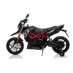 Melns bezvadu motocikls Aprilia A007