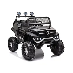 Melns akumulatora darbināms automobilis „Mercedes Unimog S“