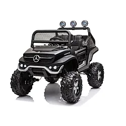 Melns akumulatora darbināms automobilis „Mercedes Unimog S“