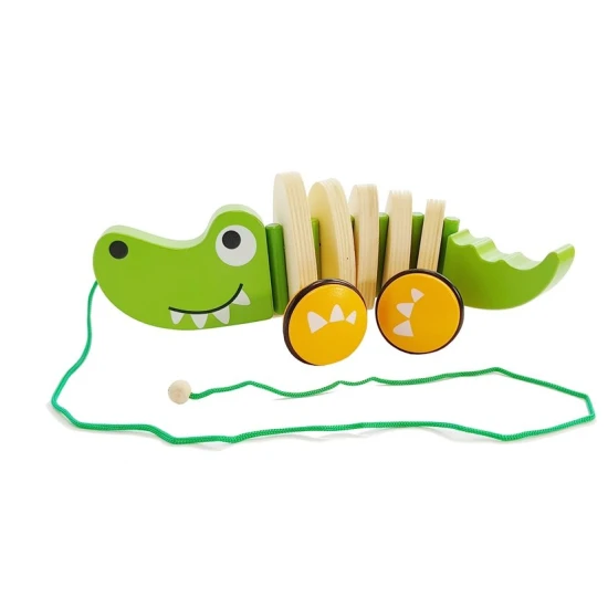 Wooden Crocodile on Wheels 18cm