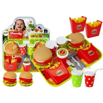 Hamburgera un kartupeļu komplekts ar paplāti