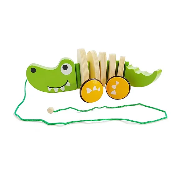 Koka krokodils uz riteņiem 18cm