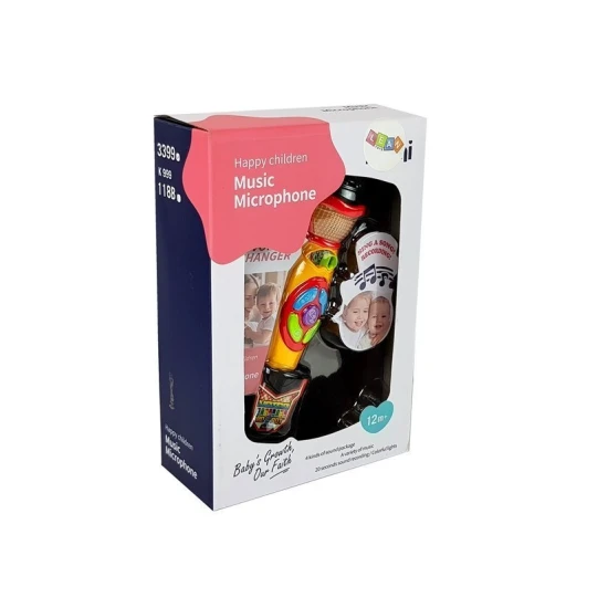 Dzeltens un melns karaoke mikrofons Zīdaiņiem