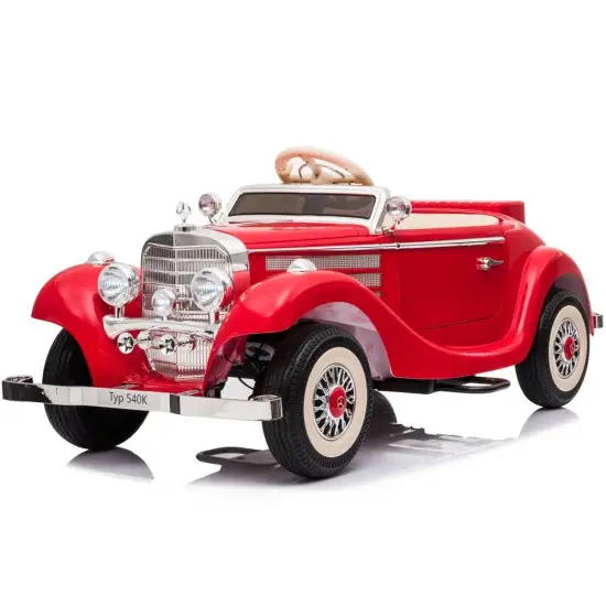 Sarkans akumulatora retro automobilis Mercedes 540K Elektriskās mašīnas bērniem